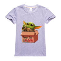 Mandalorian Yoda เด็กหญิงเด็กชายสำหรับเด็ก,เสื้อผ้าเด็กผ้าฝ้าย100% เสื้อยืดแขนสั้นพิมพ์ลายฤดูร้อนเด็กหญิงเด็กชายเบา0000