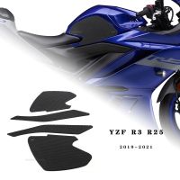 ตกแต่งสำหรับยามาฮ่า YZF R25 R3 YZF-R3 2019 - 2023 2020สติกเกอร์ปลอกปกป้องเข่าด้านข้างสติกเกอร์รูปลอกติดที่ยึดเข่าแก๊สแผ่นกันกระแทก Tankpad