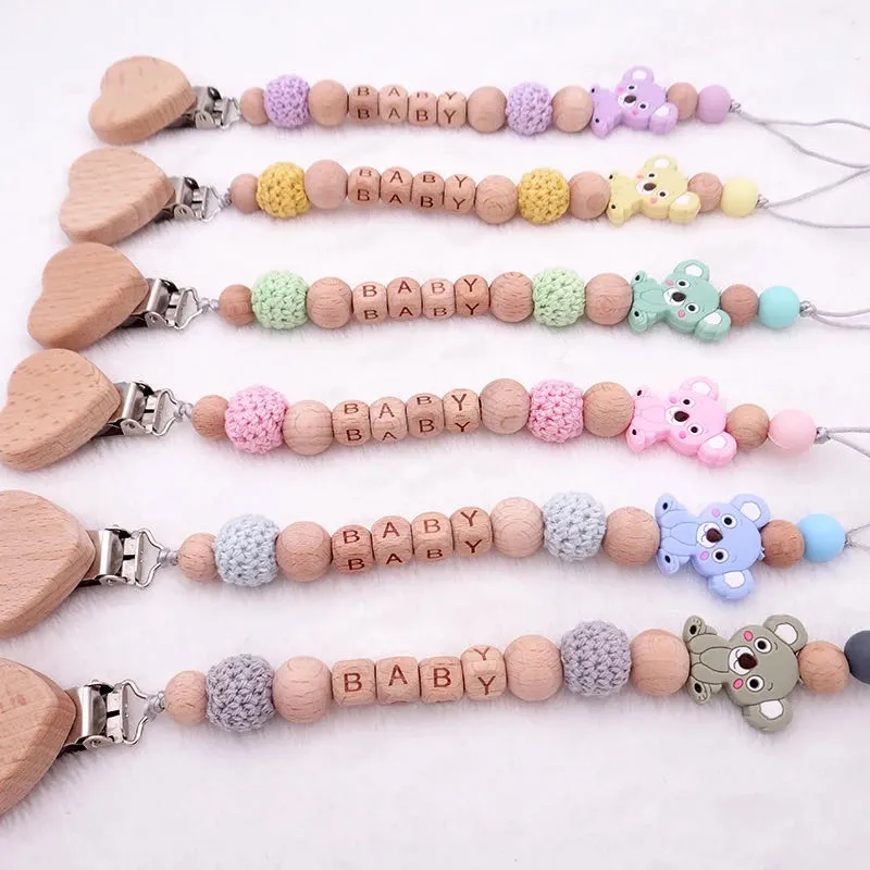 Baby Pacifier Chain/Baby Toddler Pacifier Wooden Beads Holder/Chain For  Babies With & without Pacifier