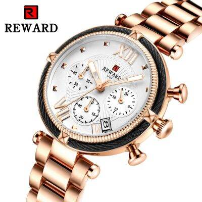 Reared ladies fashion watches three eye six stitches with calendar quartz movement female ladies watches