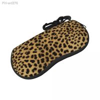 Cheetah Print Horizontal Glasses Case Animal Skin Brown Male Female Zip Sunglasses Pouch Convenient Daily Eyeglasses Bag