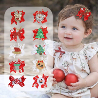 Christmas Bow Children Hairpins Baby Girls Child Xmas Gifts Santa Claus Headdress Snowman Cute Hair Grips Barrettes Accessories