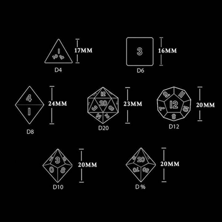 แผ่นฟอยล์สีเงิน7ชิ้น-เซ็ตชื้นลูกเต๋าคริสตัล-d-ลูกเต๋า-d4-d6-d8-d10-d-d12เกมโต๊ะ-dnd-mtg-ชุดลูกเต๋า-rpg