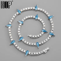 4MM Tennis Chain Dropwater Shape Iced Out Colorful Rhinestones Bling Rapper Necklaces For Men Women Choker Jewelry Fashion Chain Necklaces