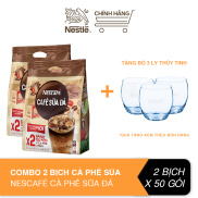 Tặng Bộ 3 Ly Thủy Tinh Combo 2 Bịch Cà phê sữa NESCAFÉ Cà phê sữa đá 25