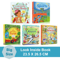 หนังสือเด็ก Usborne หนังสือ Board Book หนังสือกระดาน Look Inside Your Body Farm Science Sports Airport Lift The Flap Book Picture Books English Reading Book for Kids Toddlers Beginner Educational Book Entertained Learning หนังสือเด็กภาษาอังกฤษ