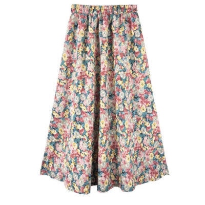Zoki Boho Women Chiffon Skirt High Waist Summer Fashion Floral Print Beach Holiday Female Long Skirt A Line Casual Ladies Skirts