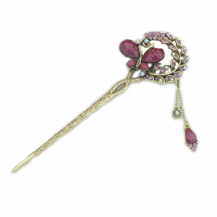 elegant-headpiece-with-chain-tassel-hairpin-with-embedded-crystals-leaf-hair-stick-vintage-hair-clip-crystal-butterfly-hairpin