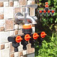 Garden Hose 4 Way Tap Splitter Connector Four Port Water Faucet Valve Irrigation Connection Device Plastic Nipple Joint Diverter Watering Systems  Gar