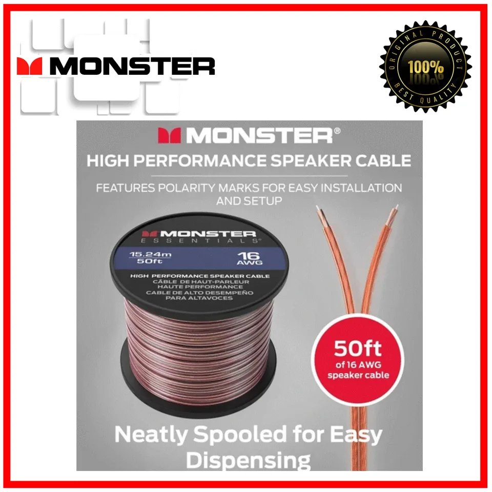 Monster XP Copper Clad Aluminum (CCA) Speaker Wire Cable 100