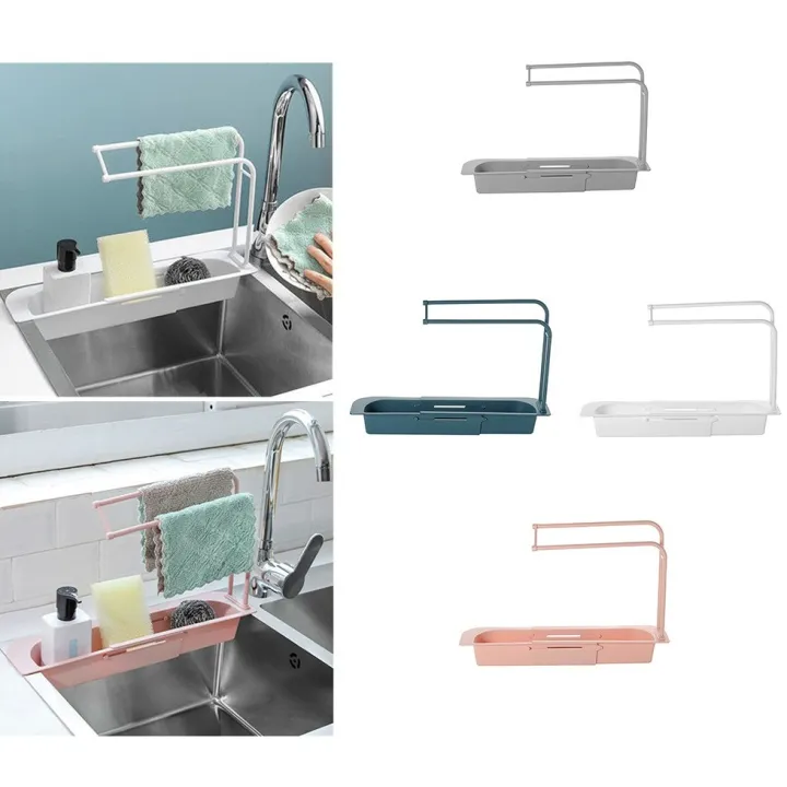 Aic Telescopic Sink Rack Holder Expandable Storage Drain Basket Rack