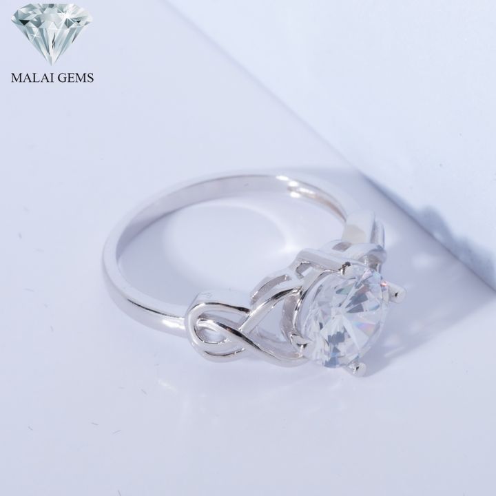 malai-gems-แหวนเพชร-เงินแท้-silver-925-เพชรสวิส-cz-เคลือบทองคำขาว-รุ่น-291-rk0057-แถมกล่อง-ต่างหูczแหวนเงินแท้