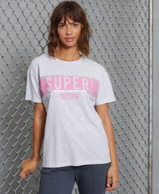 SUPERDRY SDRY PANEL T-SHIRT - เสื้อยืด สำหรับผู้หญิง สี Ice Marl