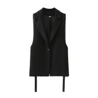 New Women Vest Suits Coat Notched Collar Sleeveless Side split Blazer Vest Fashion Casual Chic Lady Waistcoat Outerwear Za