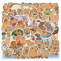 50ชิ้นสติกเกอร์ Capybara สติ๊กเกอร์สติกเกอร์กันน้ำสีน้ำตาลน่ารักสำหรับแล็ปท็อปกีตาร์สเก็ตบอร์ดกระเป๋าของขวัญโทรศัพท์สำหรับเด็ก