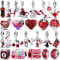 【CC】❅  Color Charms Beads 925 Blood Car Strawberry Fruit Dangle Original Jewelry