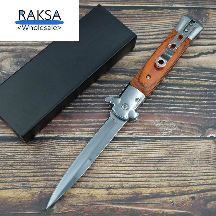 raksa-wholesale-nb024-black-brown-มีดพับ-มีดพก-มีดเดินป่า-italian-knives-italian-stiletto-knife-folding-knife-3cr13-ขนาด-22-5cm-มีที่เหน็บ