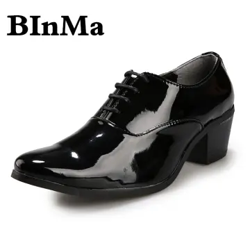 high heel black shoes for men