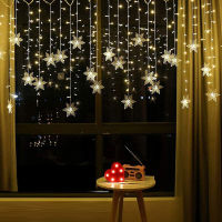 96 LED String Lights Snowflake Curtain Happy New Year Waterproof 3.5m Christmas Supplies for Christmas Decorations