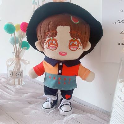 [COD] 20cm polo lapel denim suit doll clothes fisherman hat