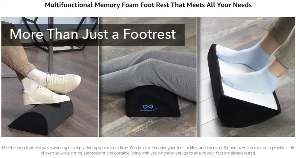 Everlasting Comfort Foot Rest for Under Desk - Kick up Your feet