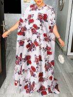 【HOT】♦❇ 2023 Floral Printed Sundress Bat Half Sleeve Hollow Vestidos