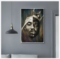 2Pac โปสเตอร์แร็ปเปอร์ผนังศิลปะผ้าใบรูปภาพภาพของบิ๊กและทูแพ็คผ้าใบภาพวาดบ้านตกแต่งห้อง Frameless