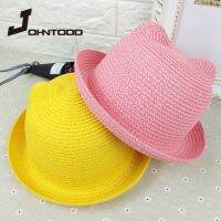 【CC】 New handmade straw hat 7-color children  39;s summer sandal outing travel men and women baby cat ear sun  gorro