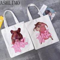 【ACD】   Kawaii Mouse Ratz Letter Print Tote Bag Manga Large Shopper Bag Handbags Shoulder Canvas Bag Casual Shopping Girls Women Elegant