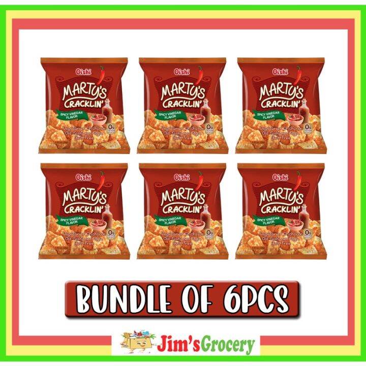 JIMS OISHI MARTY'S CRACKLIN SPICY VINEGAR SNACKS 24G(BUNDLE BY 6