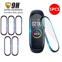 5Pcs 9H curved protective glass For Xiaomi mi band 7 6 5 glass film for Miband Smart Watch band 4 5 6 smart bracelet accessories Cables