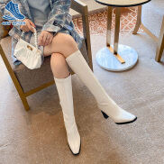 48H AFTER Square head Korean version fashion thick high heel side zipper