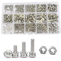 400pcs M2 M2.5 M3 M4 M5 Screws Phillips Pan Head Screws Bolt and Nut Flat Washers Machine Screws Set Stainless Steel Screws Nails  Screws Fasteners