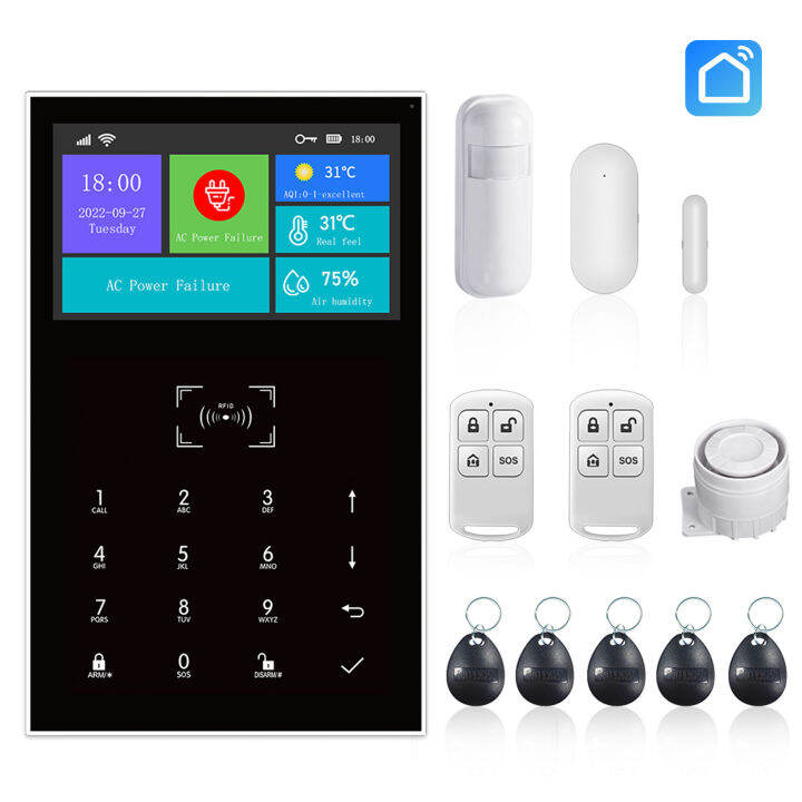All Touch USB Screen Wireless WIFI GSM RFID Card Burglar Alarm System