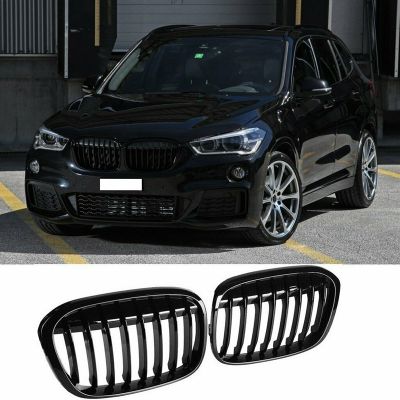 Gloss Black Front Bumper Kidney Grill Grilles for BMW X1 F48 F49 2016-2019 51117383363 51117383364