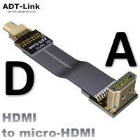 【The-Best】 CarbonCOPY A-D ปลั๊ก HDMI สั้นสายสายแบนอีเอ็มไอชิลด์มุมขวาชนิดหนึ่งเป็นสายชนิด HDMI D 2.0 HDMI2.0b HDR 2K 60HZ