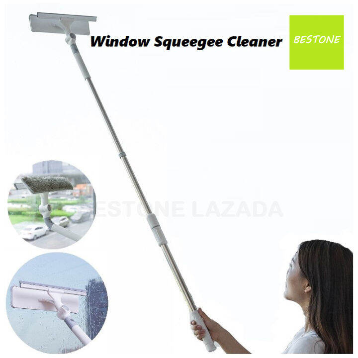 Window Squeegee Cleaner 2 in 1 Shower Squeegee Extension Pole 148cm