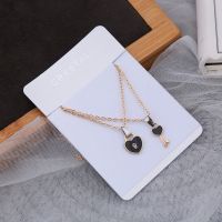 2 Pcs/lot New Statement Couple Necklace For Women Enamel Key Lock Pendant Link Chain Heart Necklace Fashion Jewelry