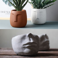 Human Face Concrete Planter Clay Molds DIY Craft Flower Pot Making Tools Silicone Cement Vase Mould