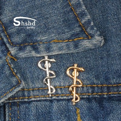 【YF】 New Organization Logo Brooch Snake Caduceus Pins Doctor Badge Jewelry