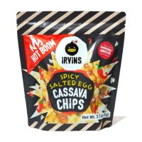 Irvins Salted Egg Spicy Cassava Chips (Singapore Imported) เออร์วินส์ มันสำปะหลังแผ่นทอดกรอบคลุกไข่เค็ม รสเผ็ด 105g.