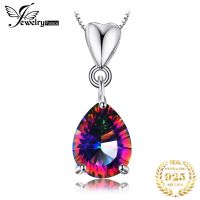 JewelryPalace Heart Pear Natural Mystic Fire Rainbow Quartzs 925 Sterling Silver Pandent Necklace Women Choker No Chain