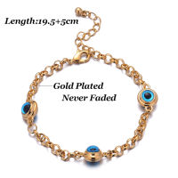 Turkish Blue Eye Bracelet Gold Color Never Faded Blue Evil Eye Crystal Charm Allah Bracelets for Islam Women Muslim Jewelry