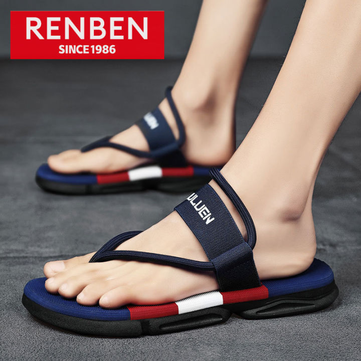 รองเท้าแตะผู้ชายจาก-renben-ซึ่งรองเท้ามีพื้นรองเท้าแบบพื้นเรียบและจับพื้น