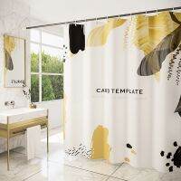 Shower Curtain Gold Leaf Ink Painting Printing Thickened Waterproof Polyester Fabric Shower Curtain Personalized Large Edition Digital Printing Shower Curtain