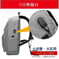 Casual schoolbag mens canvas simple backpack mens backpack large-capacity midd休闲书包男帆布简约双肩包男背包大容量中学生书包电脑旅行包