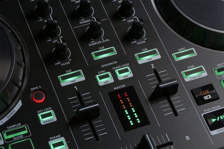 roland-ตัวควบคุมดีเจสองช่องทางสี่ดาดฟ้าพร้อม-serato-dj-pro-อัพเกรด-serato-dj-202