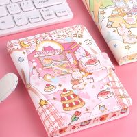 Children Cute 128 Page Notebook Color Page Illustration Magnetic Button Soft Leather Diary Student Planner Agenda Notepad Book Laptop Stands