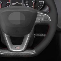 DIY Car Steering Wheel Cover Soft Black Carbon Fiber Suede For Seat Leon Cupra Leon ST Cupra Leon ST Cupra Ateca Cupra Ateca FR