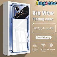 Jingsanc เคสใสสำหรับ Realme C55 NFC C53 C35 C33 C31 C30 C25Y C11 Narzo 50i 50A Prime 50 Pro 5G 4G หรูหรา HD เคสชุบโลหะด้วยไฟฟ้าพร้อมการป้องกัน C55 TPU นิ่มรองรับการกระแทก S001-1ผ้าคลุมสีฟ้ากันกระแทก